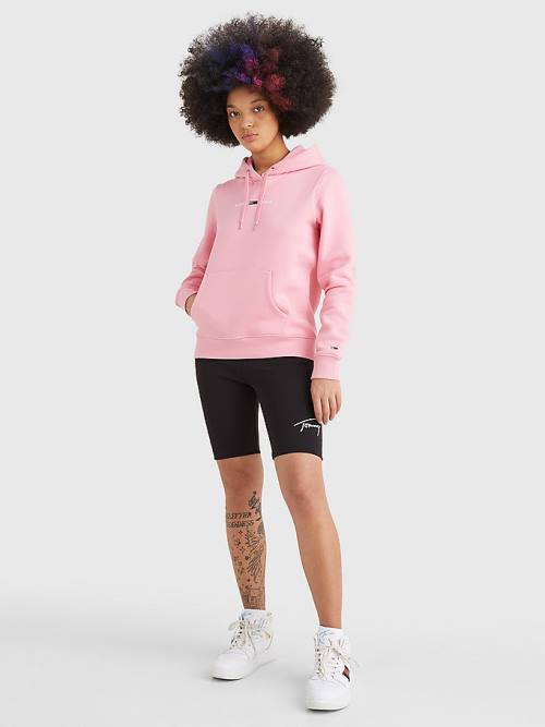 Pink Tommy Hilfiger Linear Logo Women's Hoodie | TH968FQE