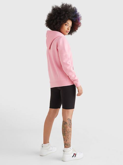 Pink Tommy Hilfiger Linear Logo Women's Hoodie | TH968FQE