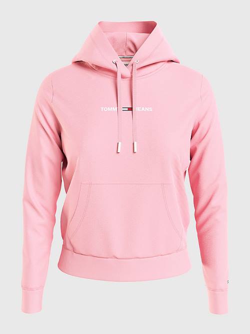 Pink Tommy Hilfiger Linear Logo Women's Hoodie | TH968FQE