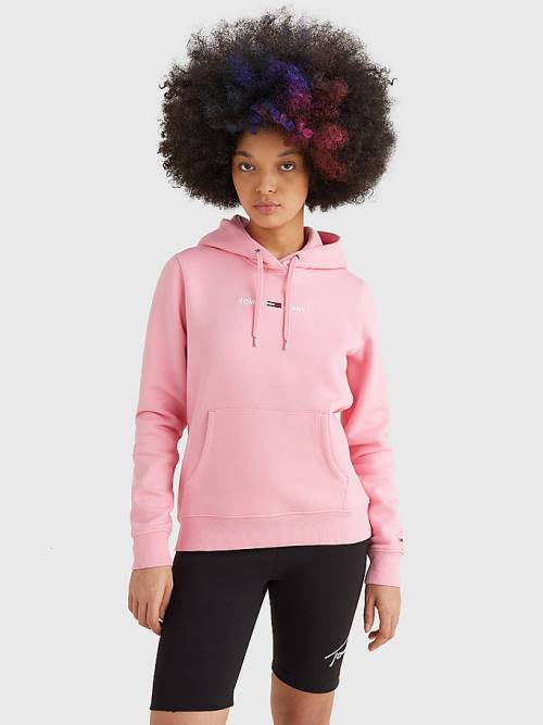 Pink Tommy Hilfiger Linear Logo Women\'s Hoodie | TH968FQE