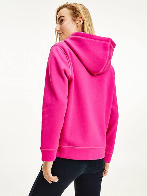 Pink Tommy Hilfiger Logo Drawstring Regular Fit Women's Hoodie | TH841ZKX