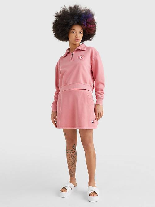 Pink Tommy Hilfiger Logo Embroidery Sweat Women's Skirts | TH021NFJ