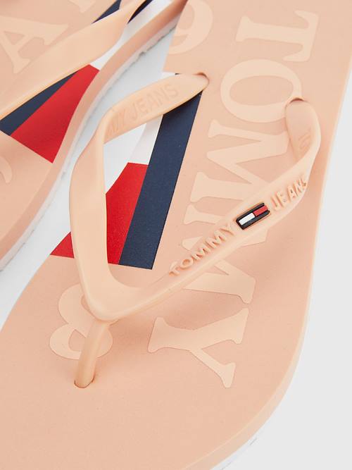 Pink Tommy Hilfiger Logo Strap Flip Flops Women's Sandals | TH523BYQ