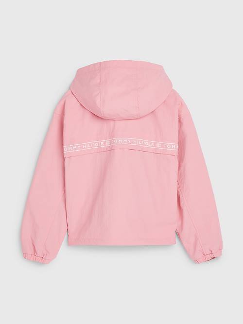 Pink Tommy Hilfiger Logo Tape Chicago Windbreaker Girls' Jackets | TH538IHL