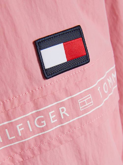 Pink Tommy Hilfiger Logo Tape Chicago Windbreaker Girls' Jackets | TH538IHL