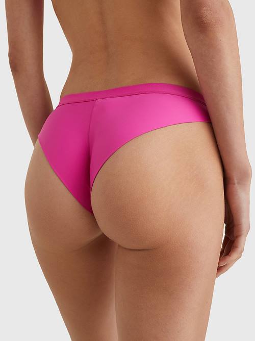 Pink Tommy Hilfiger Logo Waistband Brazilian Bikini Bottoms Women's Swimwear | TH976EDA