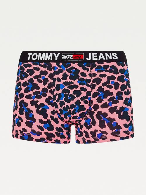 Pink Tommy Hilfiger Logo Waistband Print Trunks Men's Underwear | TH012ZWX