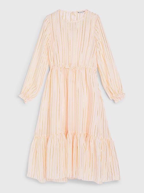 Pink Tommy Hilfiger Metallic Stripe Girls' Dress | TH035WXD