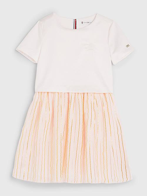 Pink Tommy Hilfiger Metallic Stripe Girls' Dress | TH395PWA