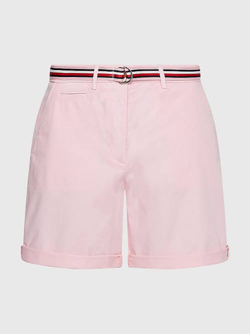 Pink Tommy Hilfiger Mid Rise Chino Women's Shorts | TH154ELT