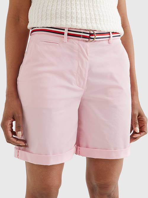 Pink Tommy Hilfiger Mid Rise Chino Women\'s Shorts | TH154ELT