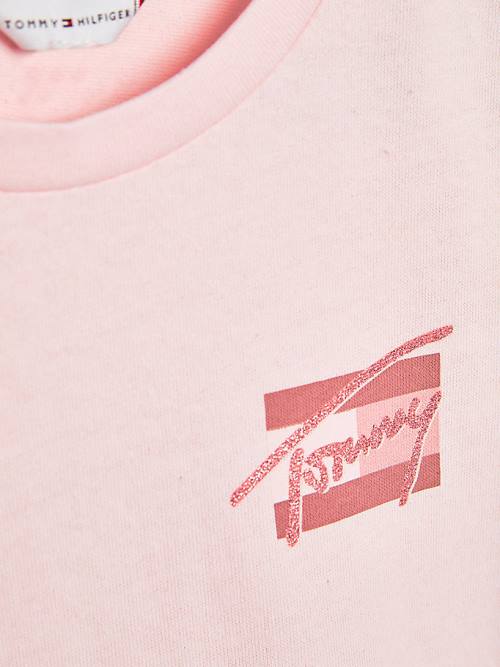 Pink Tommy Hilfiger Natural Dye Girls' T Shirts | TH243ZIW