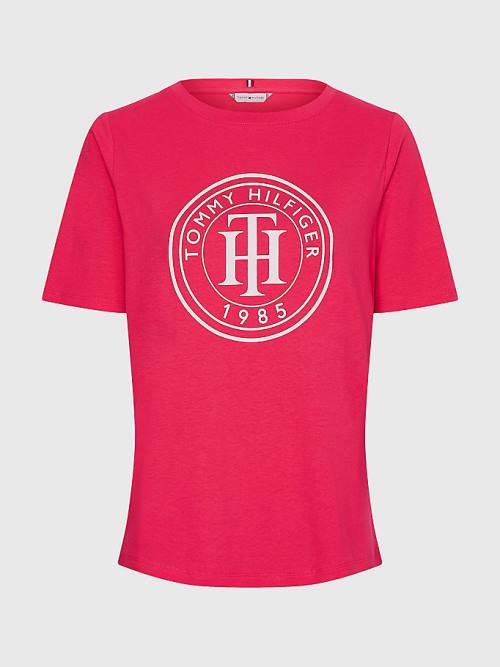 Pink Tommy Hilfiger Organic Cotton Print Women's T Shirts | TH638YIF