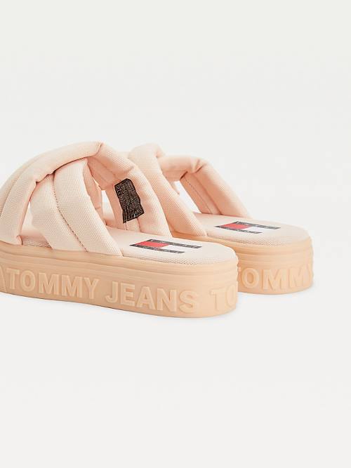 Pink Tommy Hilfiger Padded Strap Flatform Women's Sandals | TH078EMY