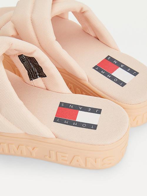 Pink Tommy Hilfiger Padded Strap Flatform Women's Sandals | TH078EMY