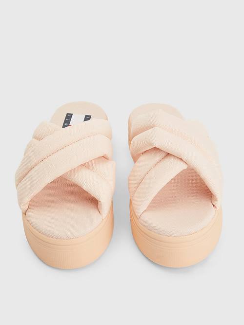 Pink Tommy Hilfiger Padded Strap Flatform Women's Sandals | TH078EMY