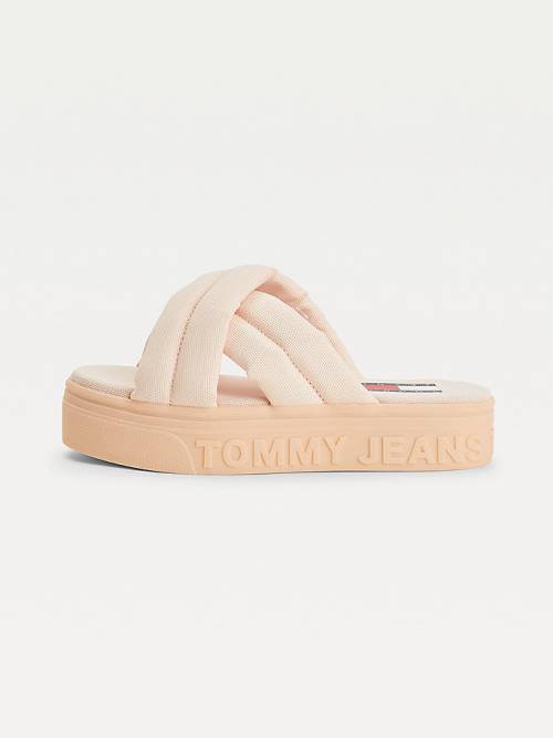 Pink Tommy Hilfiger Padded Strap Flatform Women's Sandals | TH078EMY