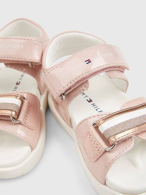 Pink Tommy Hilfiger Patent Glitter Flag Girls' Sandals | TH314AUY