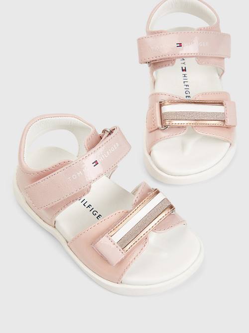 Pink Tommy Hilfiger Patent Glitter Flag Girls' Sandals | TH314AUY