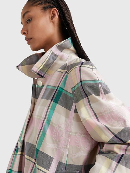 Pink Tommy Hilfiger Prep Crest Check Car Women's Coats | TH397ILK