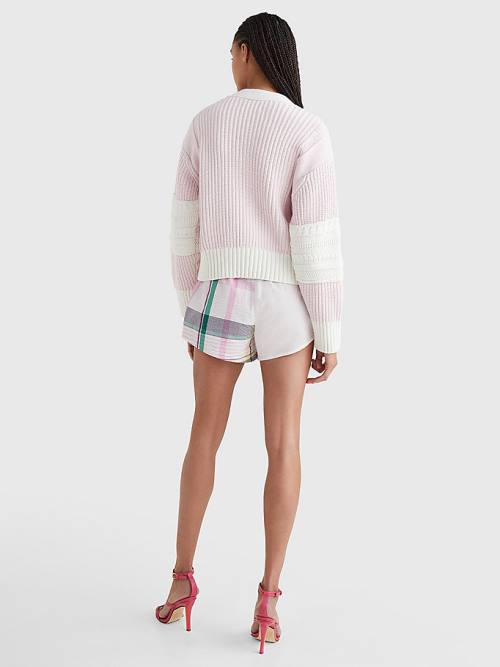 Pink Tommy Hilfiger Prep Organic Cotton Crest Cardigan Women's Sweaters | TH654AVG