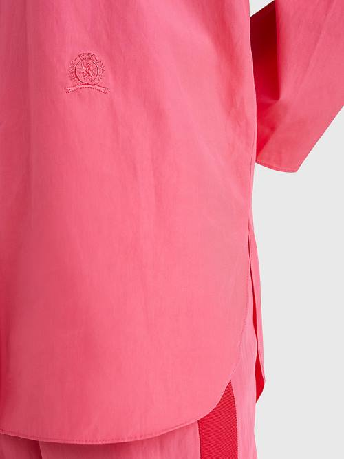 Pink Tommy Hilfiger Prep Relaxed Fit Explorer Women's Shirts | TH714ELR