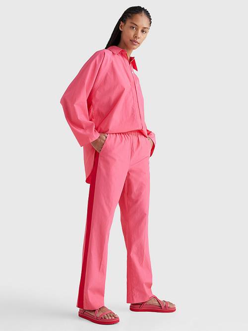 Pink Tommy Hilfiger Prep Relaxed Side Stripe Women's Pants | TH021OGD