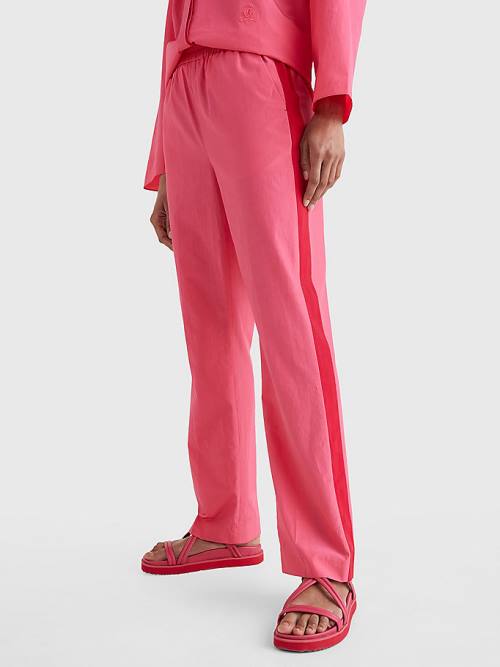 Pink Tommy Hilfiger Prep Relaxed Side Stripe Women\'s Pants | TH021OGD