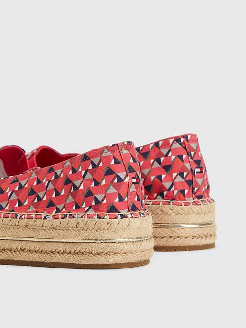 Pink Tommy Hilfiger Printed Signature Logo Espadrilles Women's Loafers | TH491COV