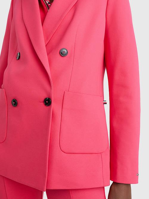 Pink Tommy Hilfiger Punto Milano Double Breasted Women's Blazers | TH205XWT