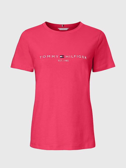 Pink Tommy Hilfiger Pure Organic Cotton Logo Women's T Shirts | TH217RSG