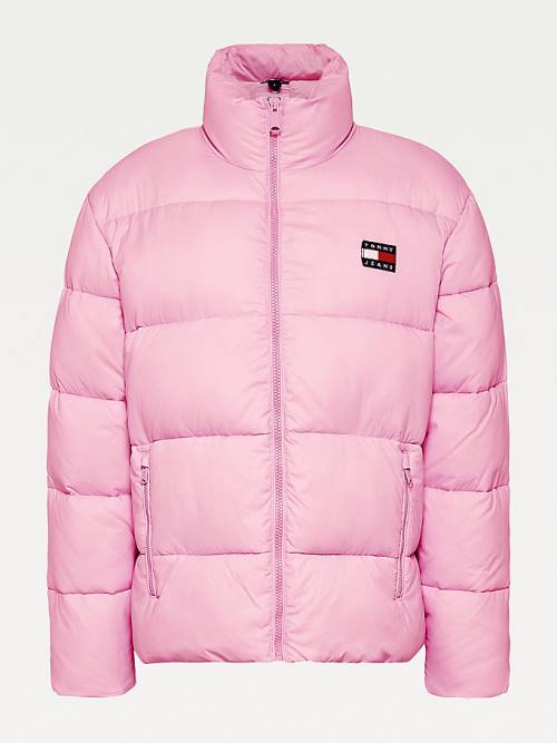 Pink Tommy Hilfiger Recycled Nylon Puffer Women's Jackets | TH693GPQ