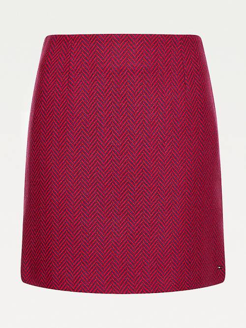 Pink Tommy Hilfiger Recyled Wool Herringbone Mini Women's Skirts | TH480KVH