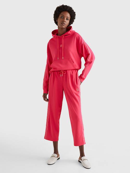 Pink Tommy Hilfiger Relaxed Fit Drawstring Women's Pants | TH198HJF