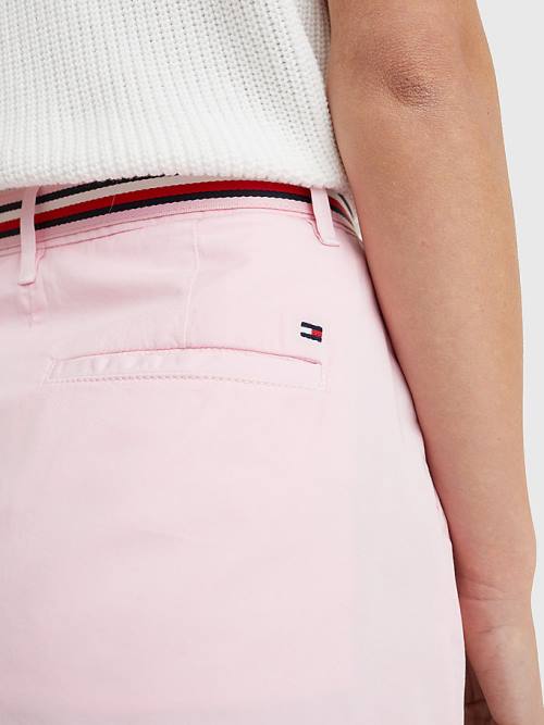 Pink Tommy Hilfiger Signature Belt Chino Mini Women's Skirts | TH965SJN