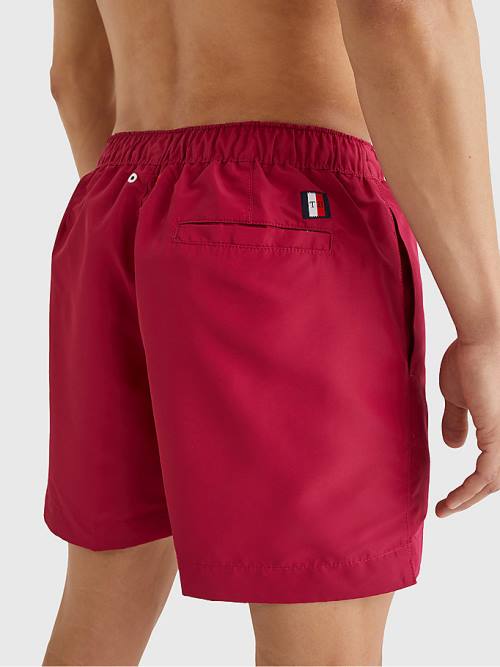 Pink Tommy Hilfiger Signature Logo Mid Length Shorts Men's Swimwear | TH925ZKL