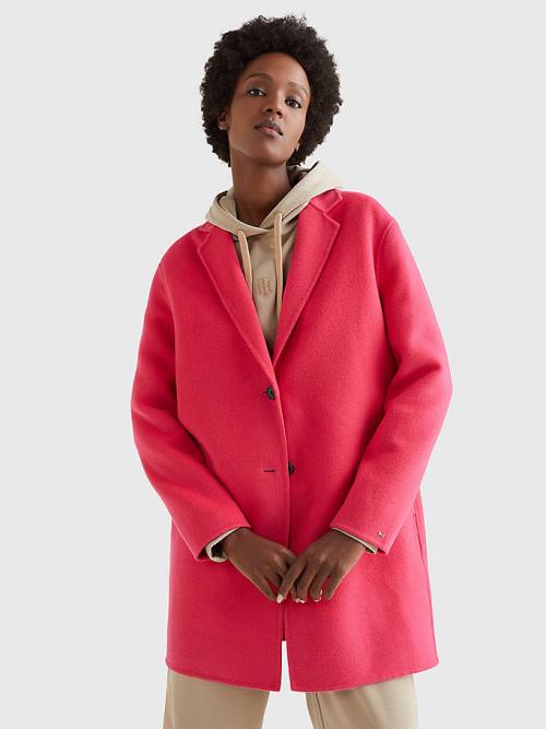 Pink Tommy Hilfiger Signature Undercollar Wool Blend Women\'s Coats | TH901LFE