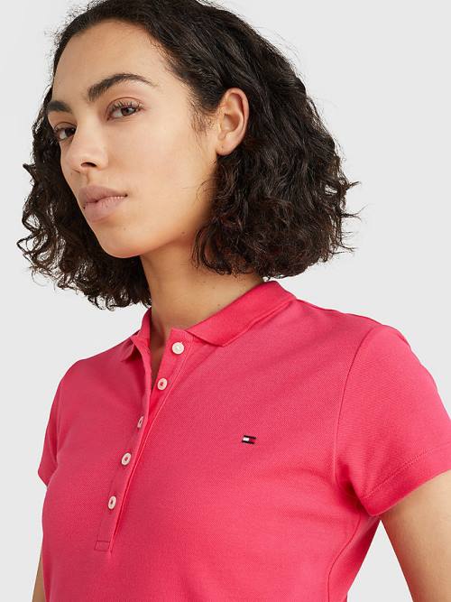 Pink Tommy Hilfiger Slim Fit Women's Polo Shirts | TH158DBI