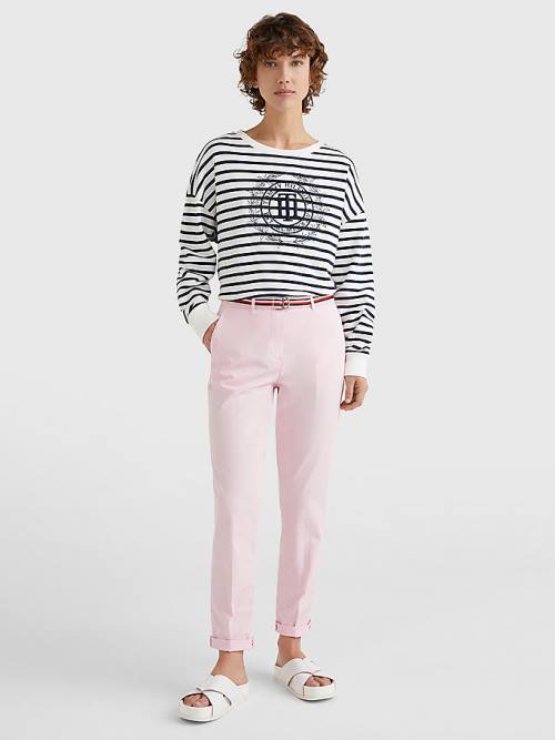 Pink Tommy Hilfiger Slim Signature Belt Chinos Women's Pants | TH631FCZ