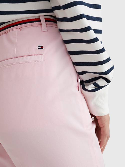 Pink Tommy Hilfiger Slim Signature Belt Chinos Women's Pants | TH631FCZ