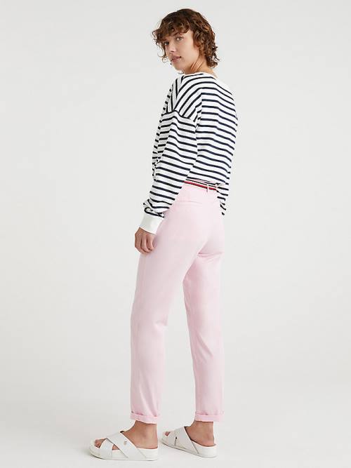 Pink Tommy Hilfiger Slim Signature Belt Chinos Women's Pants | TH631FCZ