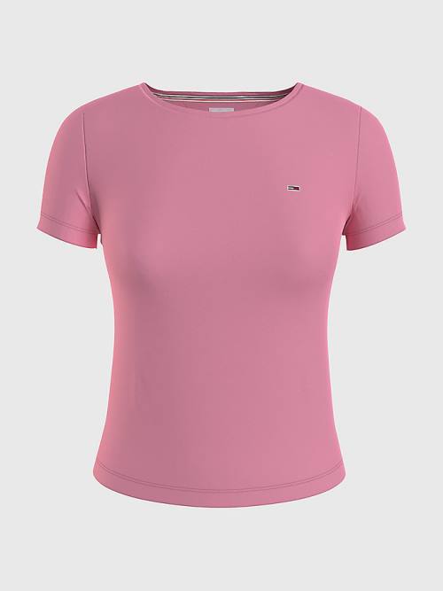 Pink Tommy Hilfiger Soft Jersey Women\'s T Shirts | TH865LPC