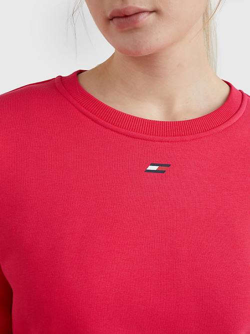 Pink Tommy Hilfiger Sport Flag Relaxed Fit Women's Sweatshirts | TH810BLP