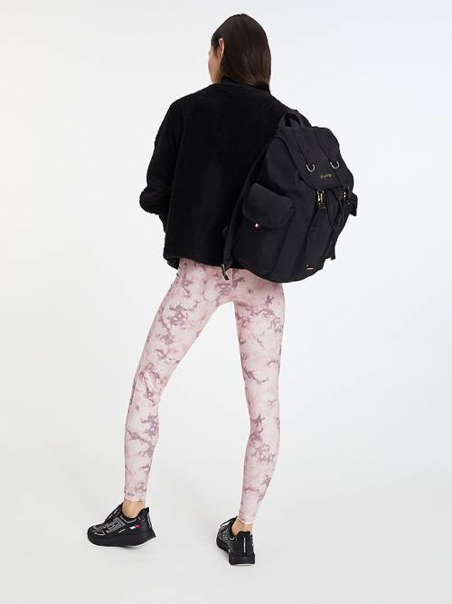 Pink Tommy Hilfiger Sport Print Full Length Women's Leggings | TH397DSW