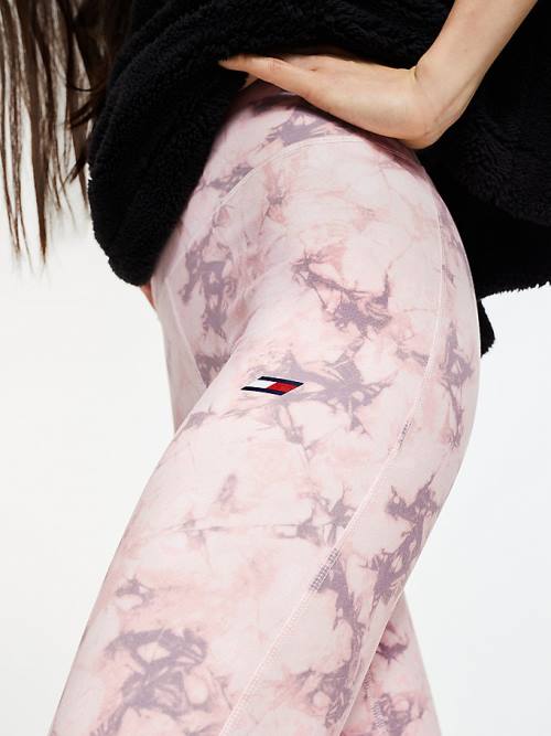 Pink Tommy Hilfiger Sport Print Full Length Women's Leggings | TH397DSW