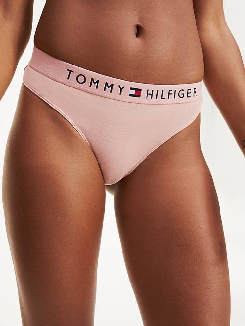 Pink Tommy Hilfiger Stretch Cotton Thong Women\'s Underwear | TH564IVL