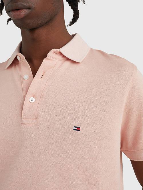 Pink Tommy Hilfiger TH Flex Slim Fit Men's Polo Shirts | TH015UAK