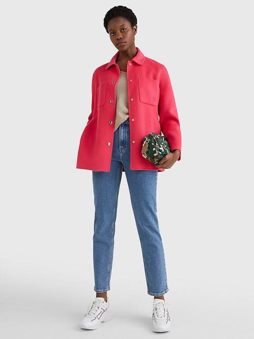 Pink Tommy Hilfiger TH Interlock Belted Shacket Women's Jackets | TH078NLW