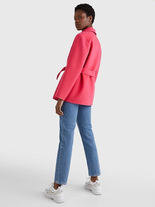 Pink Tommy Hilfiger TH Interlock Belted Shacket Women's Jackets | TH078NLW