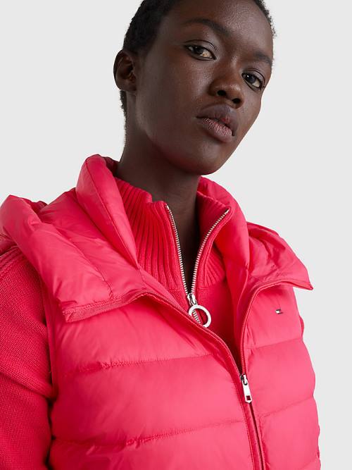 Pink Tommy Hilfiger TH Protect Hooded Padded Vest Women's Coats | TH427CBK